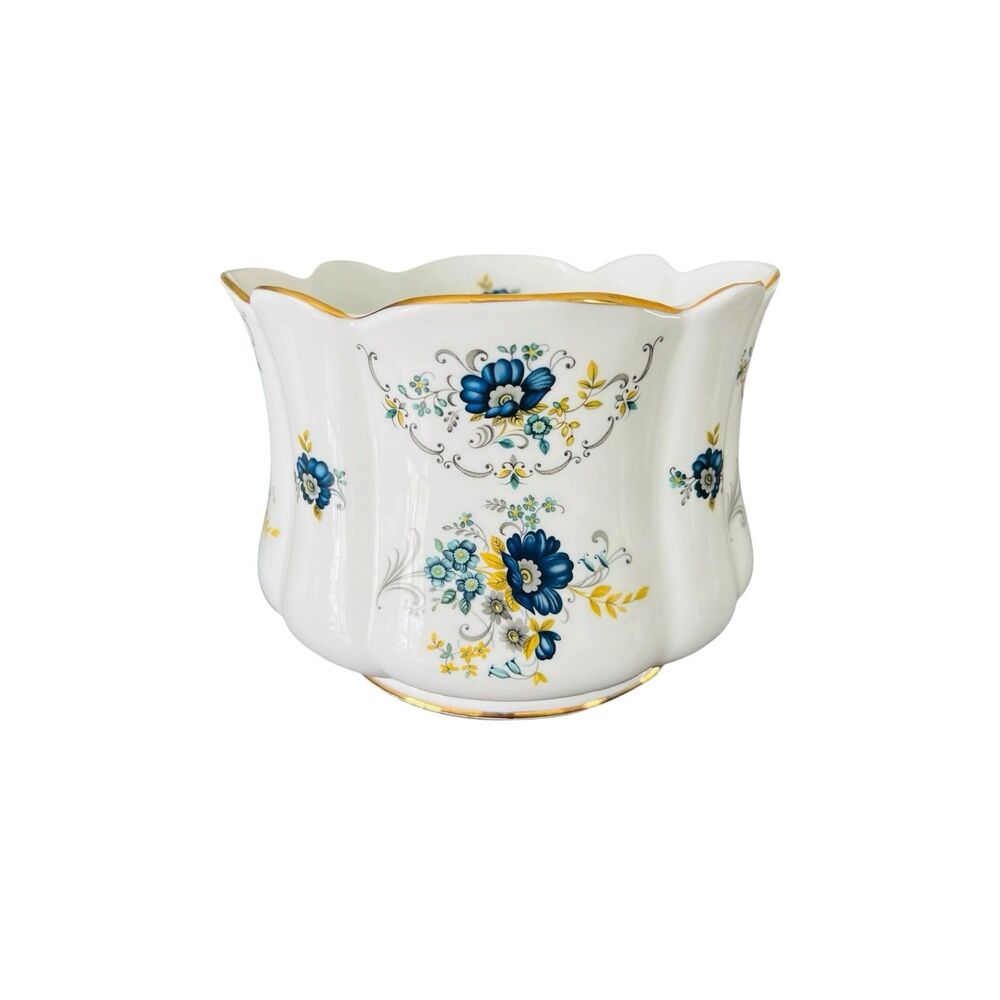 Royal Tara Blue Corn Flower Fine Bone China Cachepot Planter Vase Galway Ireland